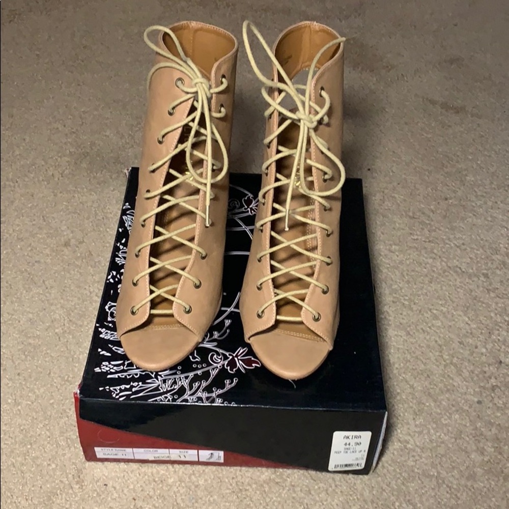 Liliana Peep Toe Lace up Bootie